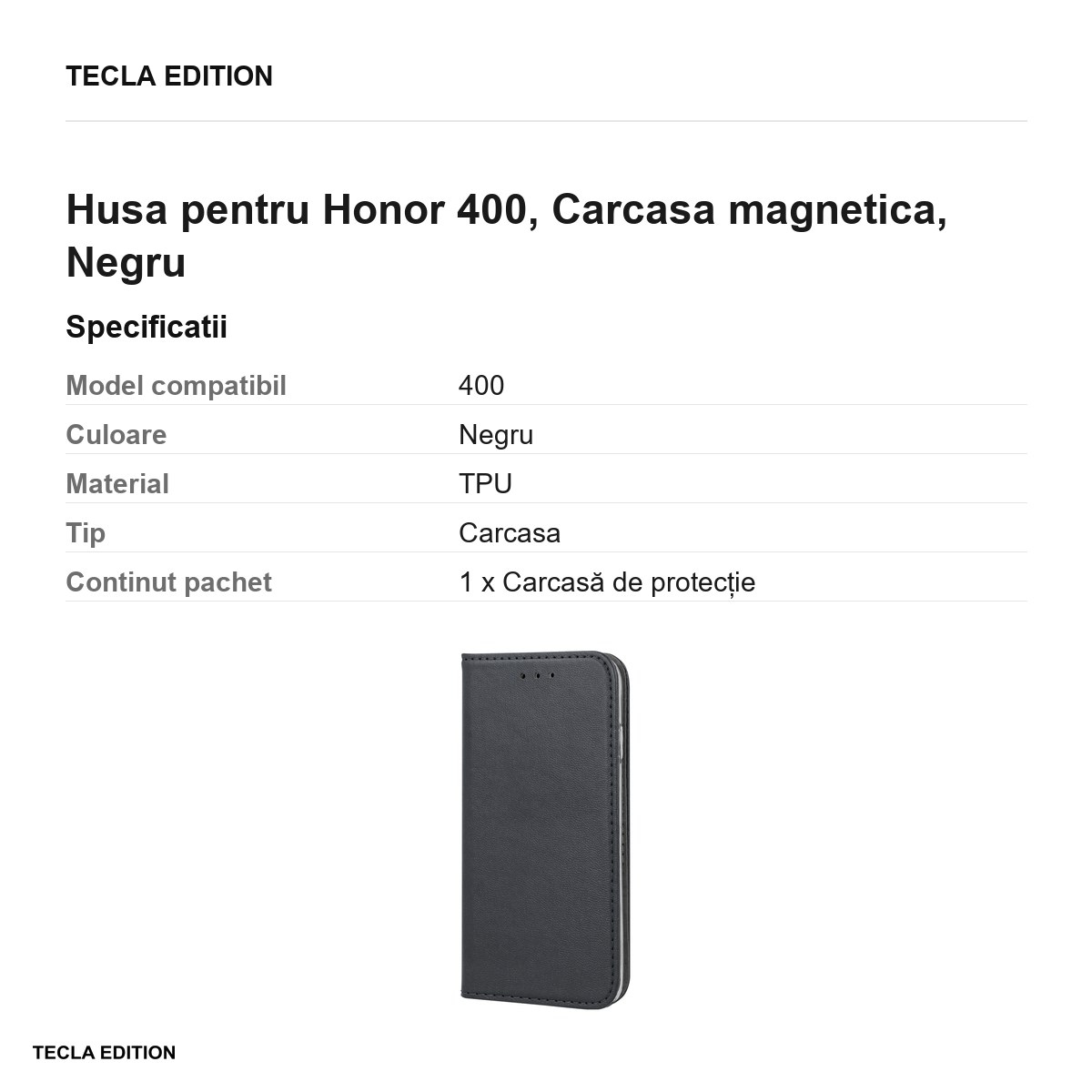 Husa Smart Magnetic pentru Honor 400, tip carte cu inchidere magnetica, Negru [3]