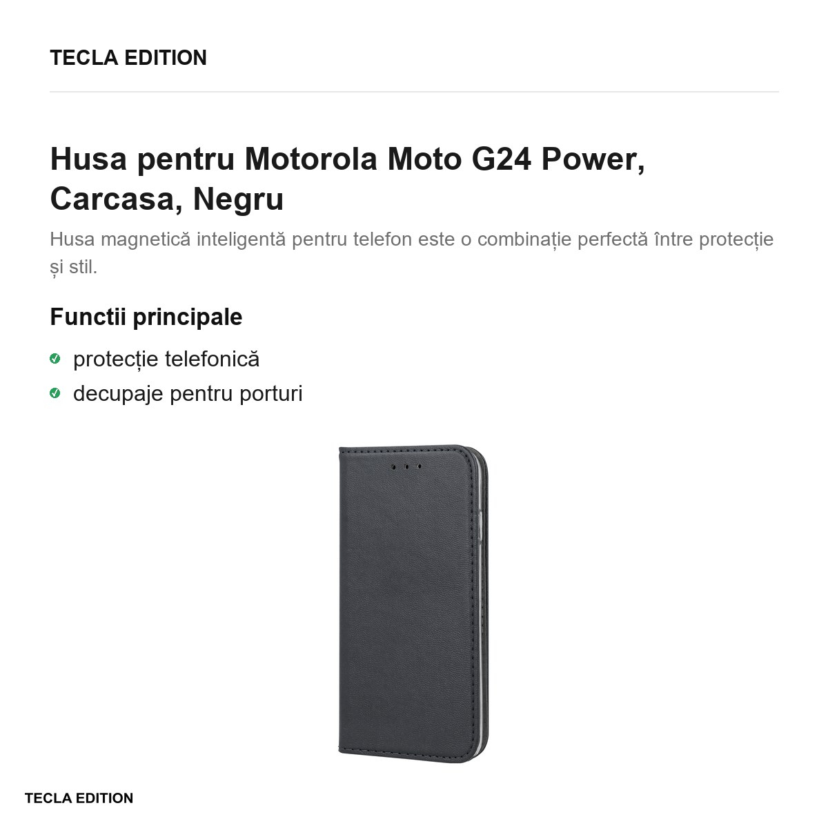 Husa Smart Magnetic pentru Motorola Moto G24 Power, tip carte, Negru [2]
