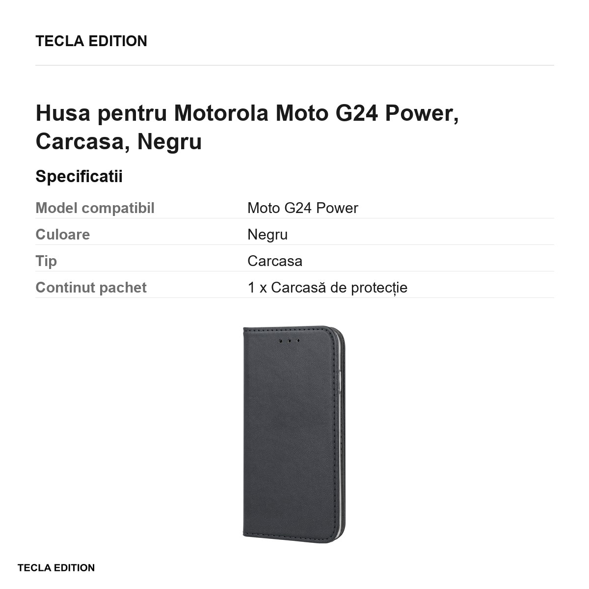 Husa Smart Magnetic pentru Motorola Moto G24 Power, tip carte, Negru [3]
