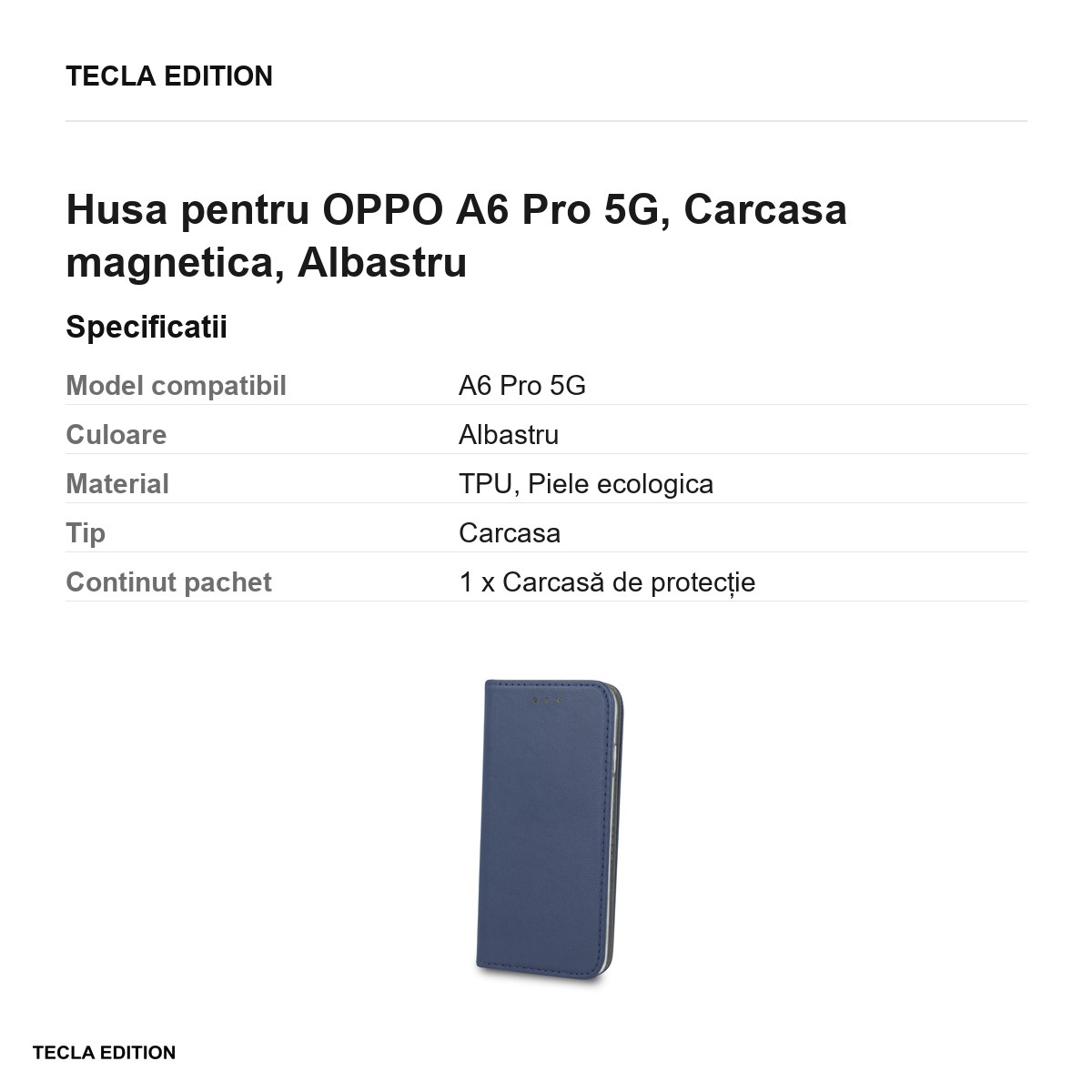 Husa Smart Magnetic pentru OPPO A6 Pro 5G, tip carte cu inchidere magnetica, Albastru [3]