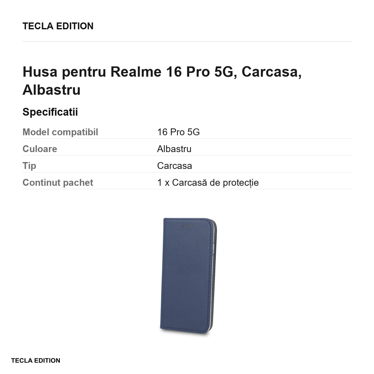 Husa Smart Magnetic pentru Realme 16 Pro 5G, tip carte, Albastru [3]