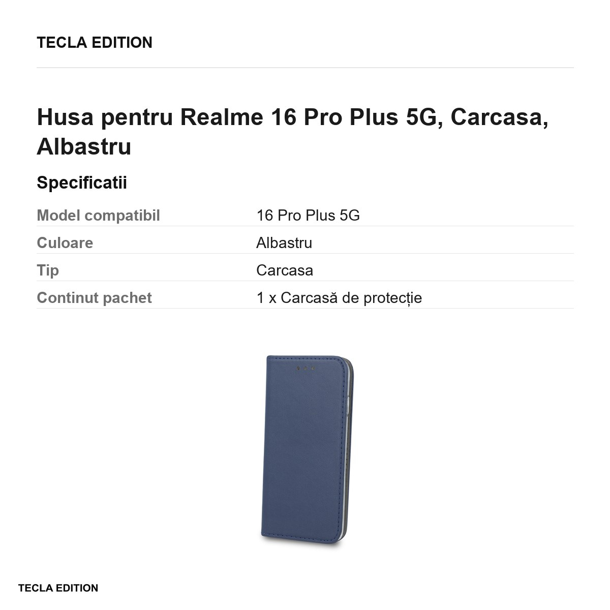 Husa Smart Magnetic pentru Realme 16 Pro Plus 5G, tip carte, Albastru [3]