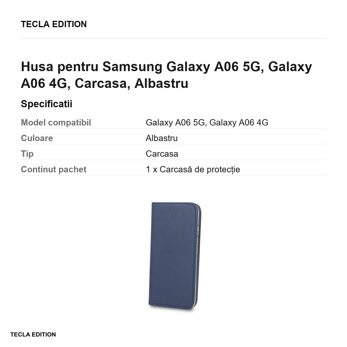 Husa Smart Magnetic pentru Samsung Galaxy A06 5G, Galaxy A06 4G, tip carte, Albastru [3]