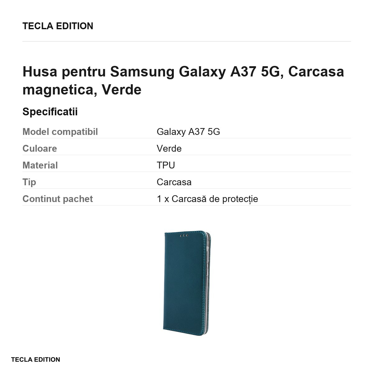Husa Smart Magnetic pentru Samsung Galaxy A37 5G, tip carte cu inchidere magnetica, Verde [3]