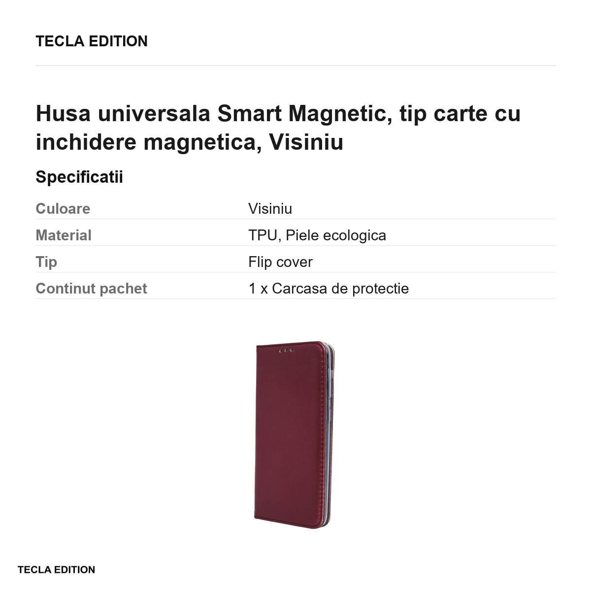 Husa Smart Magnetic pentru Xiaomi 17T Pro, tip carte cu inchidere magnetica, Visiniu [3]