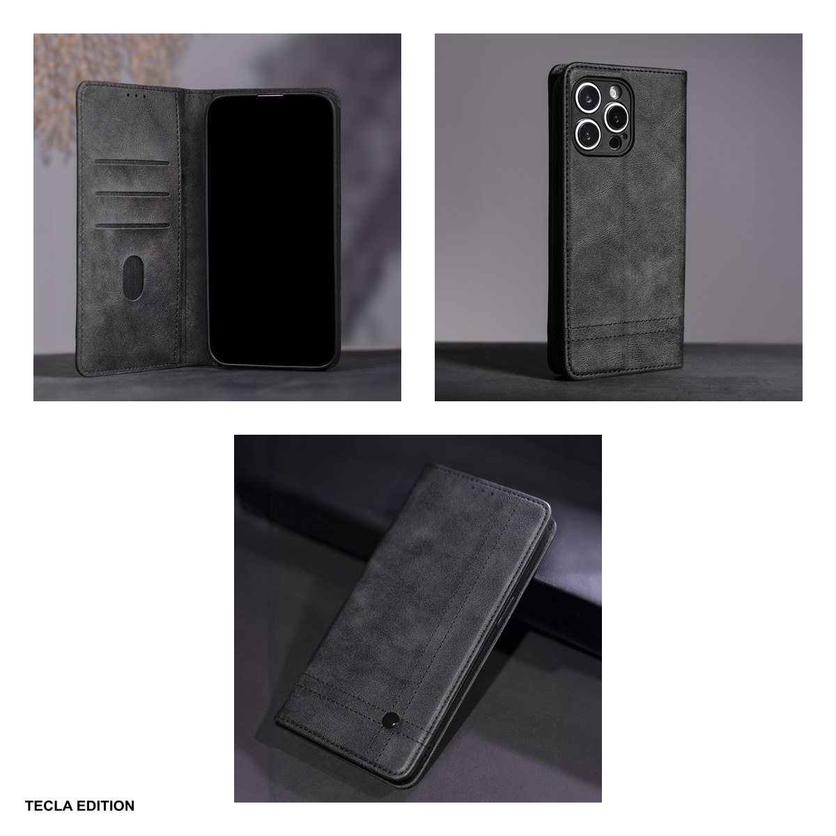 Husa Smart Seam pentru Samsung Galaxy A56 5G, tip carte cu inchidere magnetica, Negru [5]