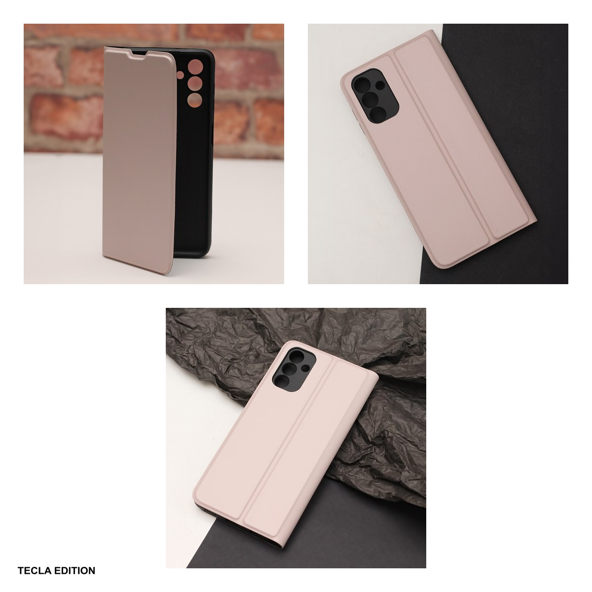 Husa Smart Soft nude pentru Motorola Moto E13, tip carte cu inchidere magnetica, Bej [6]