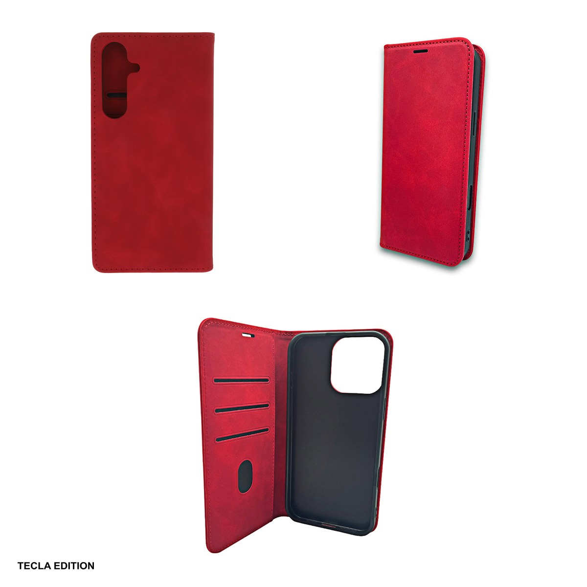 Husa Smart Suede pentru Samsung Galaxy S25 Plus, tip carte cu inchidere magnetica, Rosu [4]