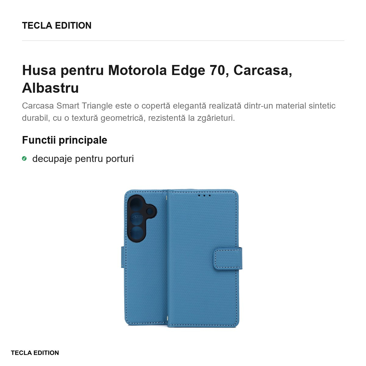 Husa Smart Triangle pentru Motorola Edge 70, tip carte, Albastru [2]