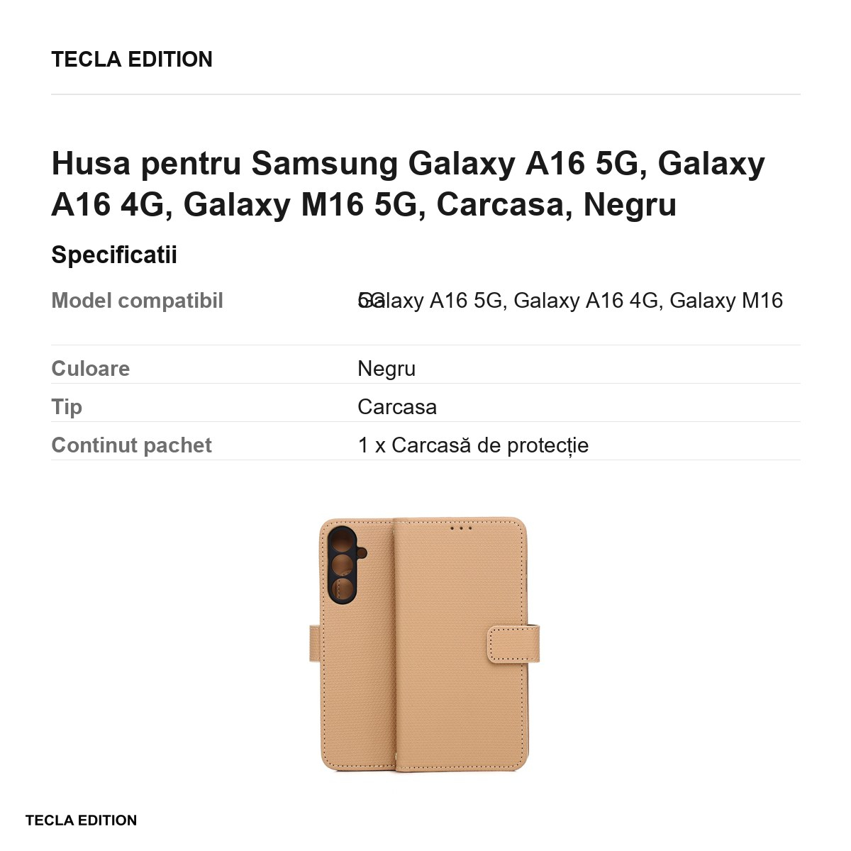 Husa Smart Triangle pentru Samsung Galaxy A16 5G, Galaxy A16 4G, Galaxy M16 5G, tip carte, Maro [3]