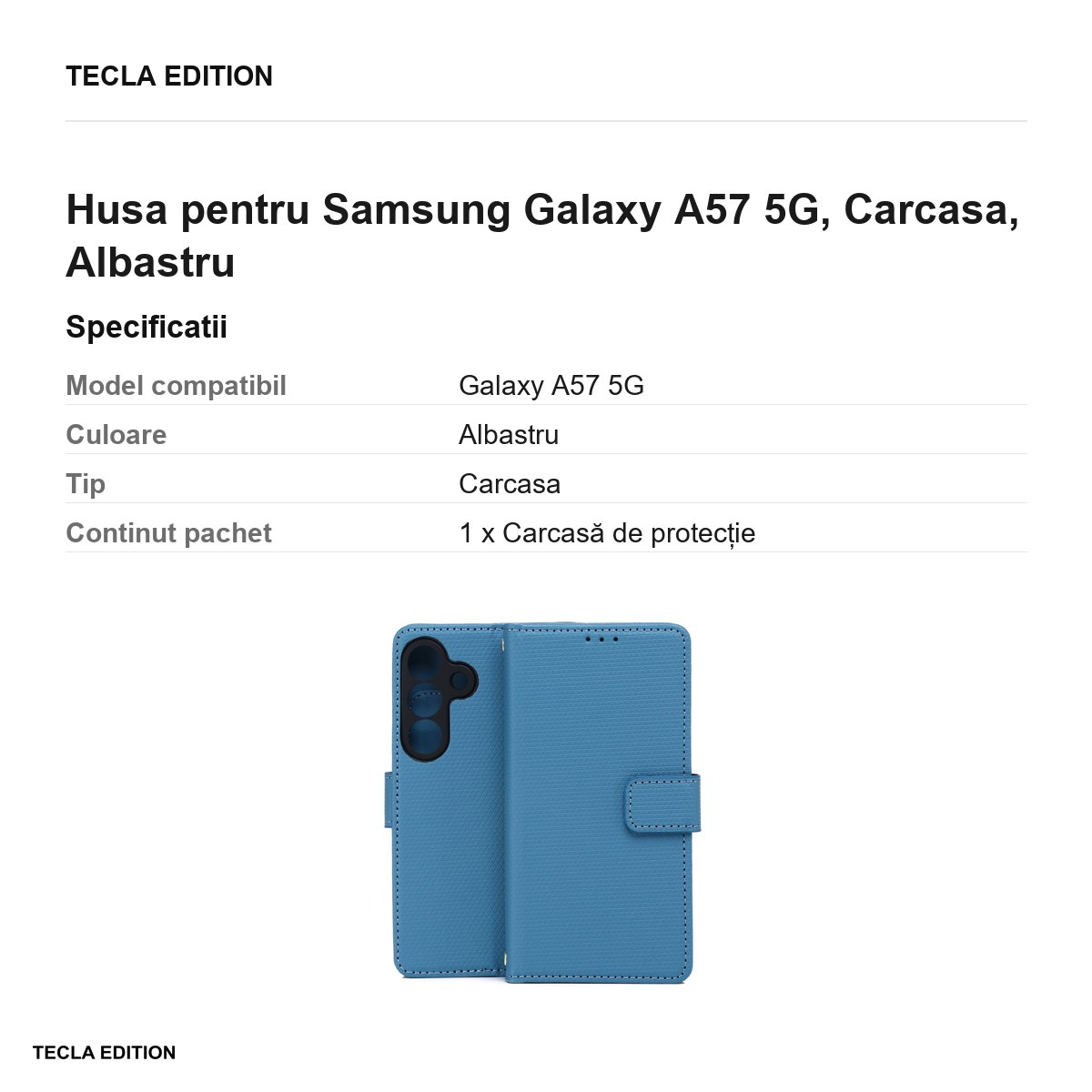Husa Smart Triangle pentru Samsung Galaxy A57 5G, tip carte, Albastru [3]