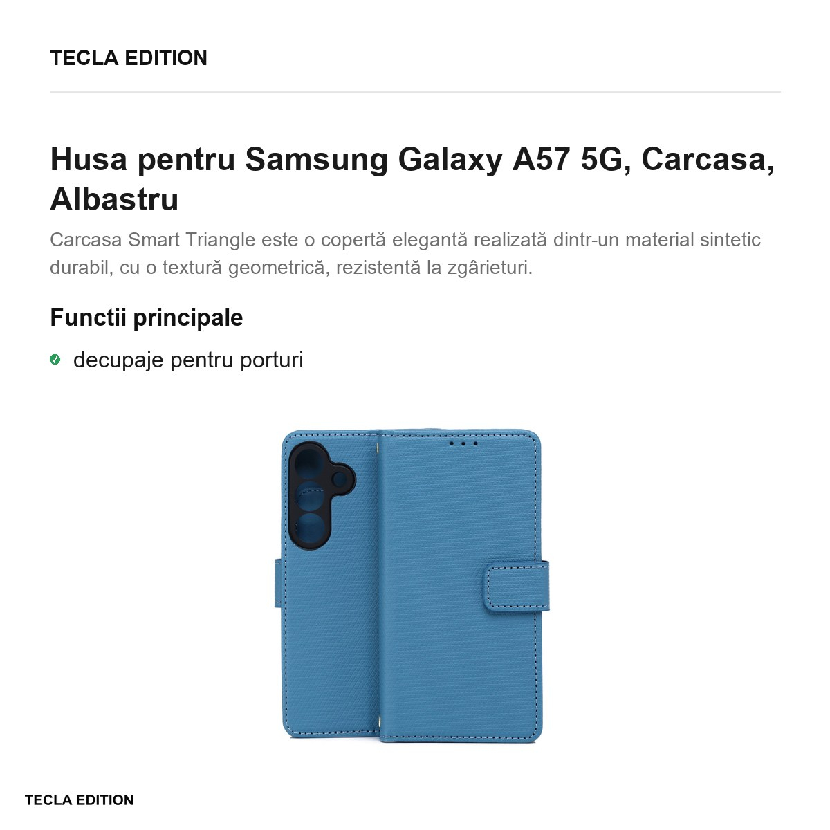 Husa Smart Triangle pentru Samsung Galaxy A57 5G, tip carte, Albastru [2]