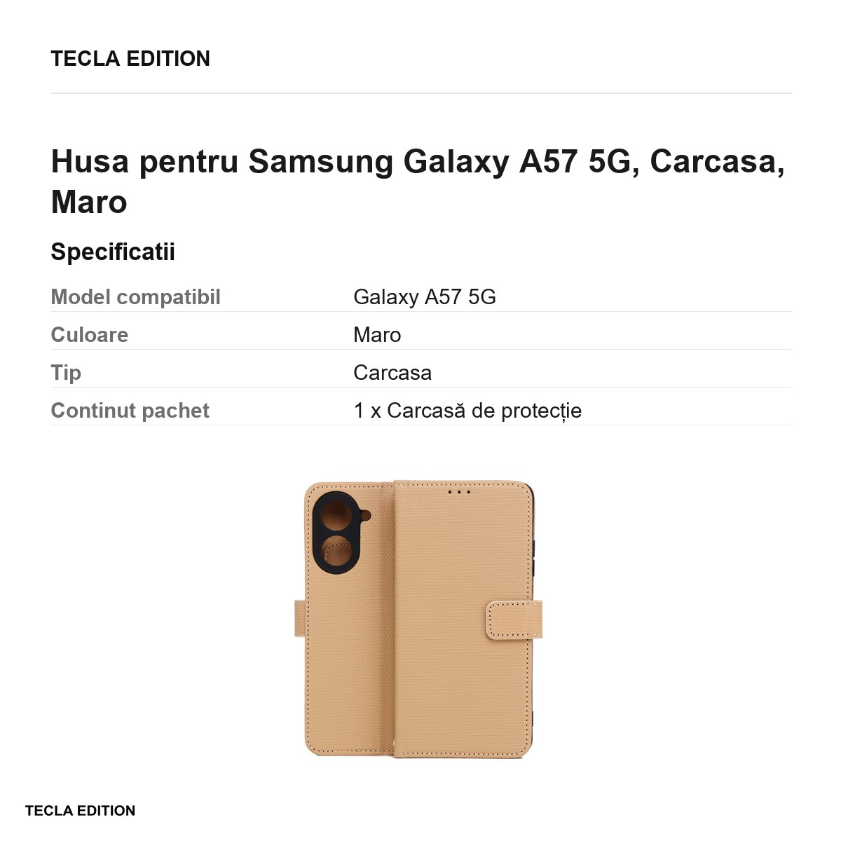 Husa Smart Triangle pentru Samsung Galaxy A57 5G, tip carte, Maro [3]
