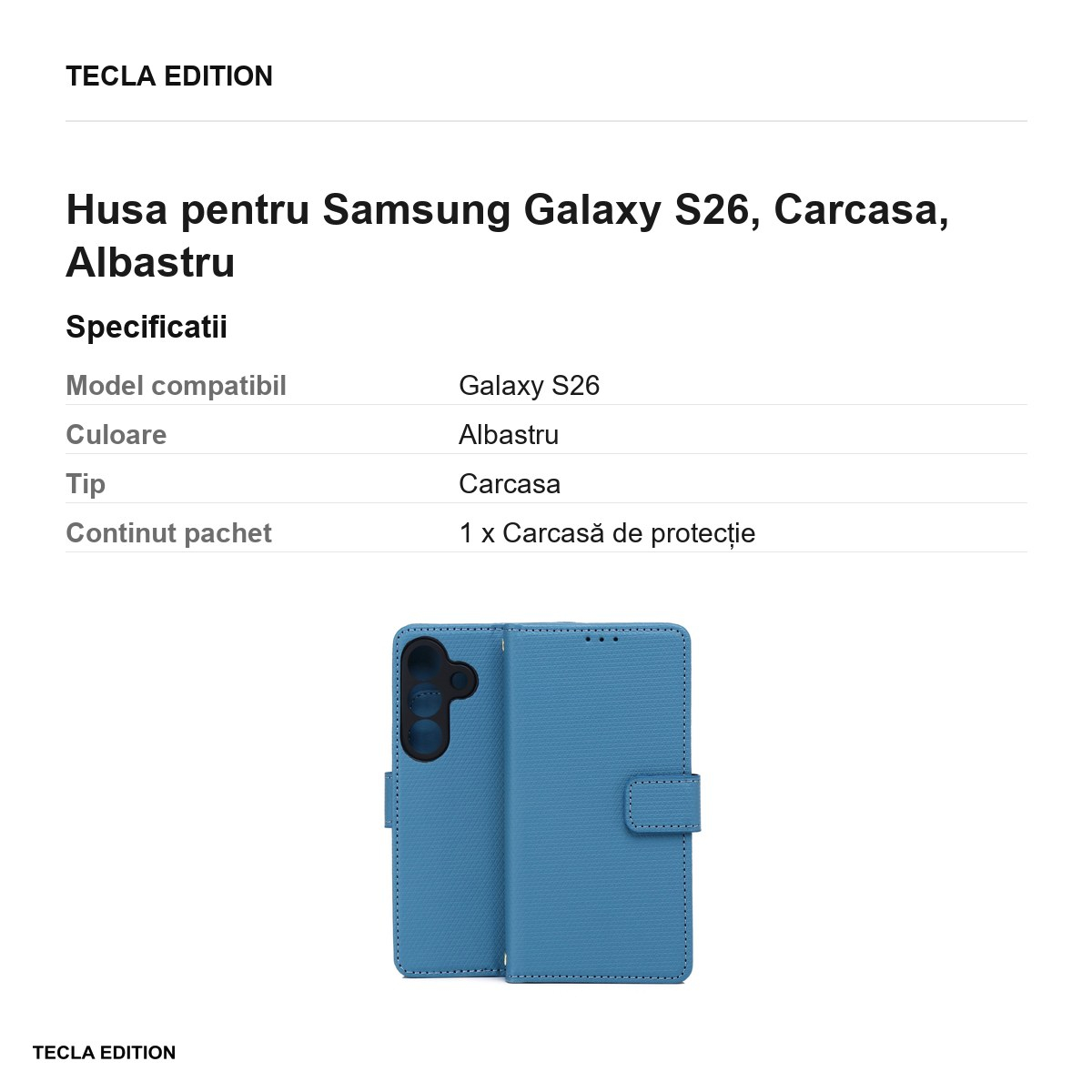 Husa Smart Triangle pentru Samsung Galaxy S26, tip carte, Albastru [3]