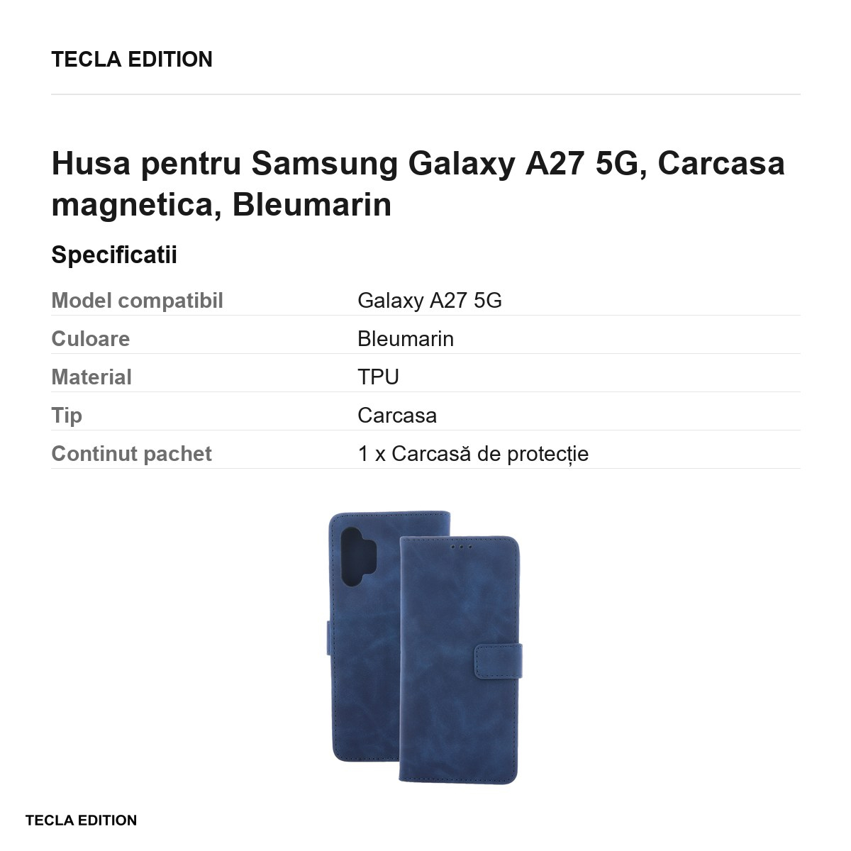 Husa Smart Velvet pentru Samsung Galaxy A27 5G, tip carte cu inchidere magnetica, Bleumarin [3]