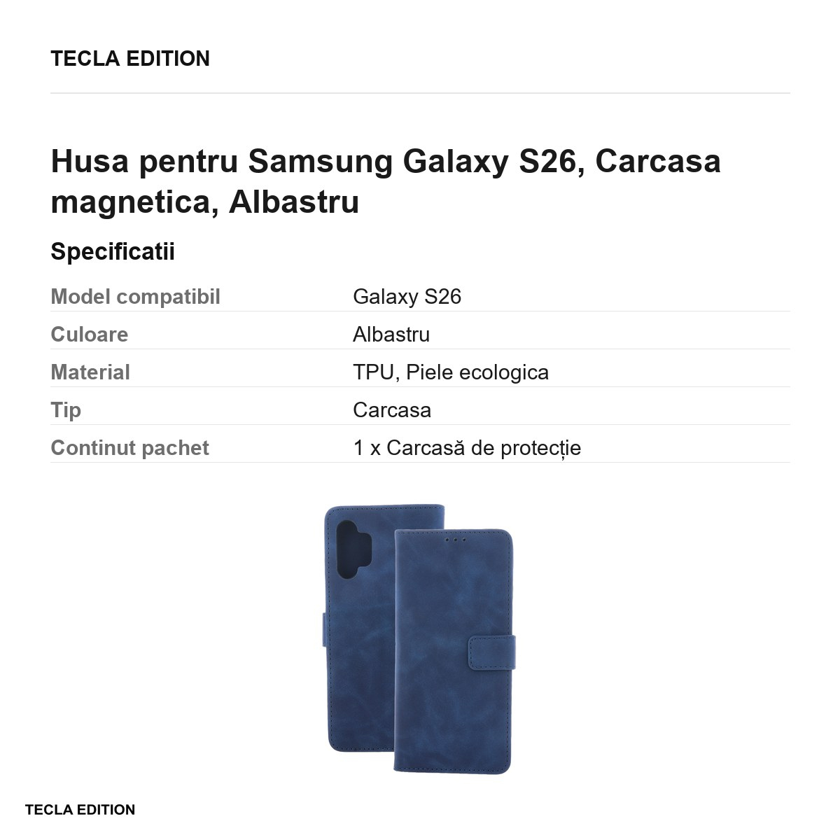 Husa Smart Velvet pentru Samsung Galaxy S26, tip carte cu inchidere magnetica, Albastru [3]