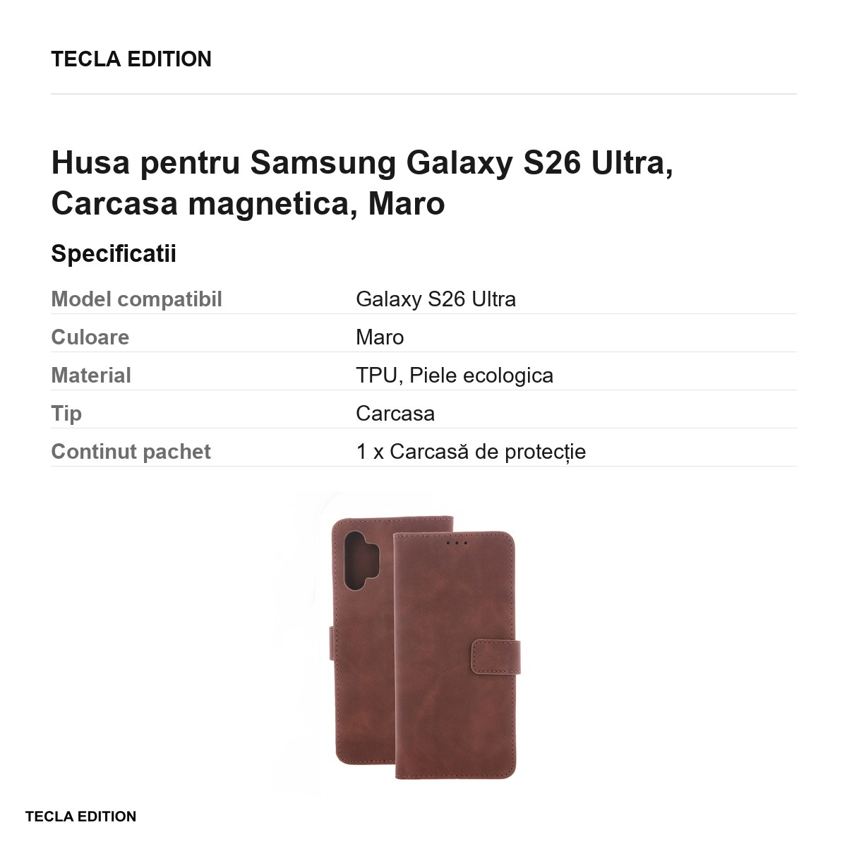 Husa Smart Velvet pentru Samsung Galaxy S26 Ultra, tip carte cu inchidere magnetica, Maro [3]