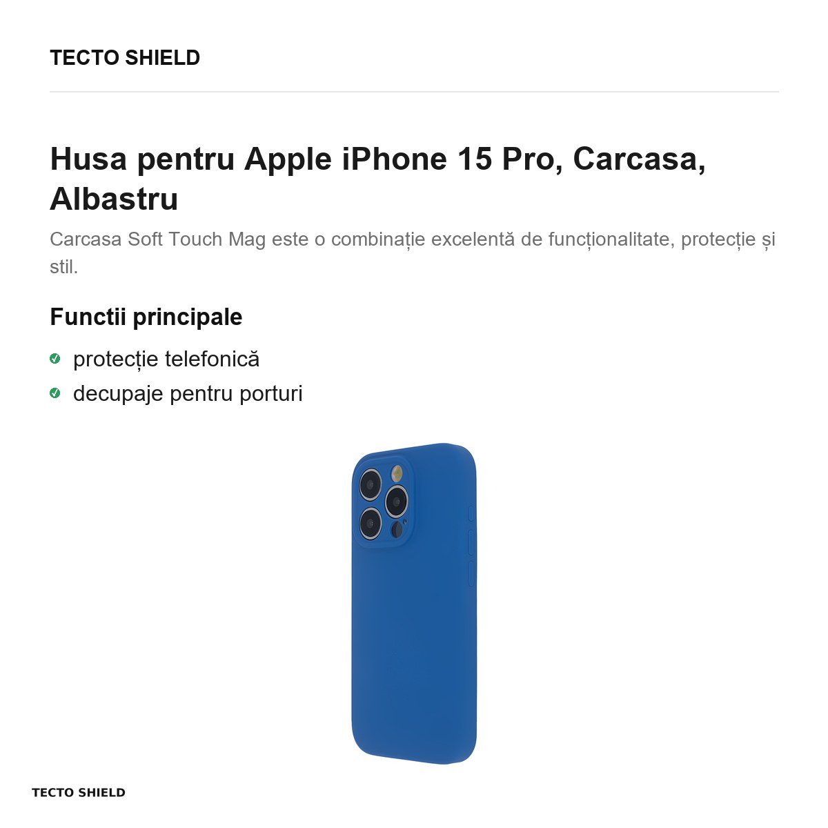 Husa Soft Touch Mag cobalt pentru Apple iPhone 15 Pro, Carcasa, Albastru [2]
