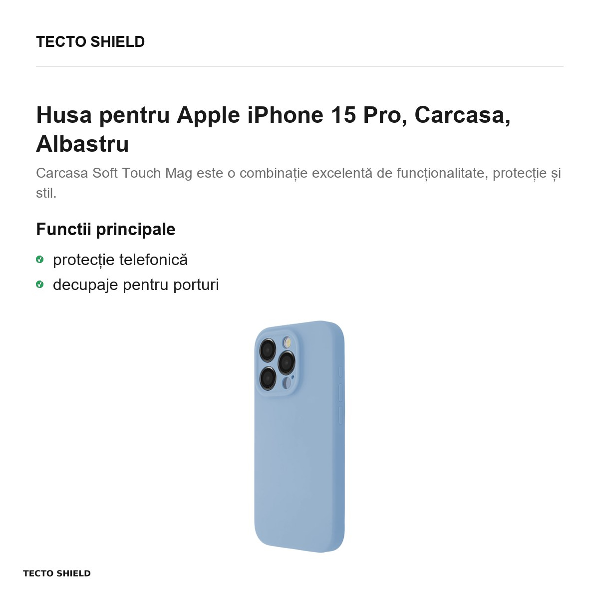 Husa Soft Touch Mag pastel pentru Apple iPhone 15 Pro, Carcasa, Albastru [2]