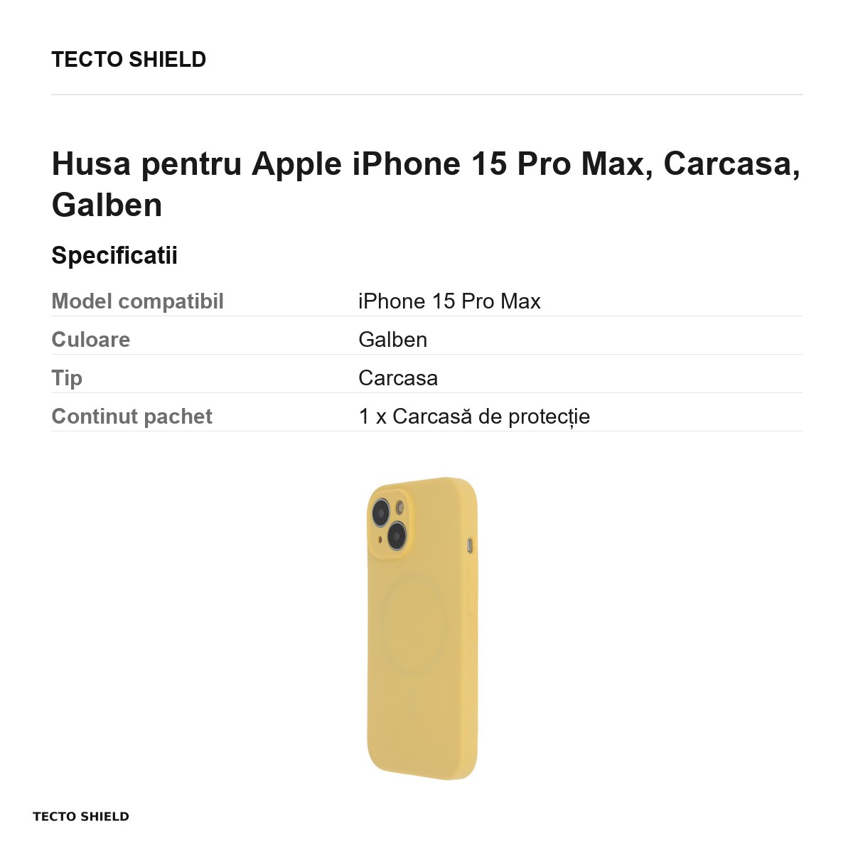 Husa Soft Touch Mag pastel pentru Apple iPhone 15 Pro Max, Carcasa, Galben [3]