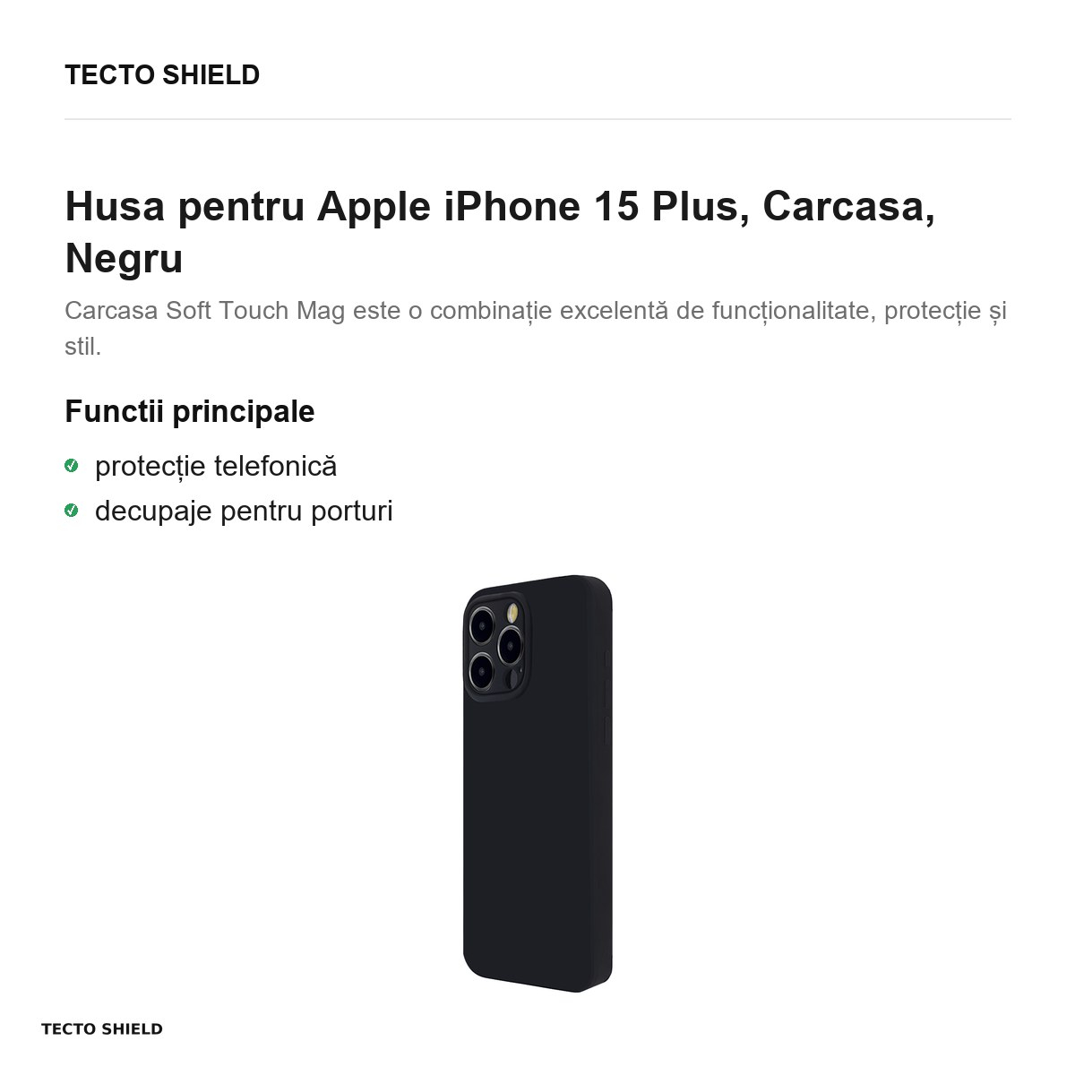Husa Soft Touch Mag pentru Apple iPhone 15 Plus, Carcasa, Negru [2]