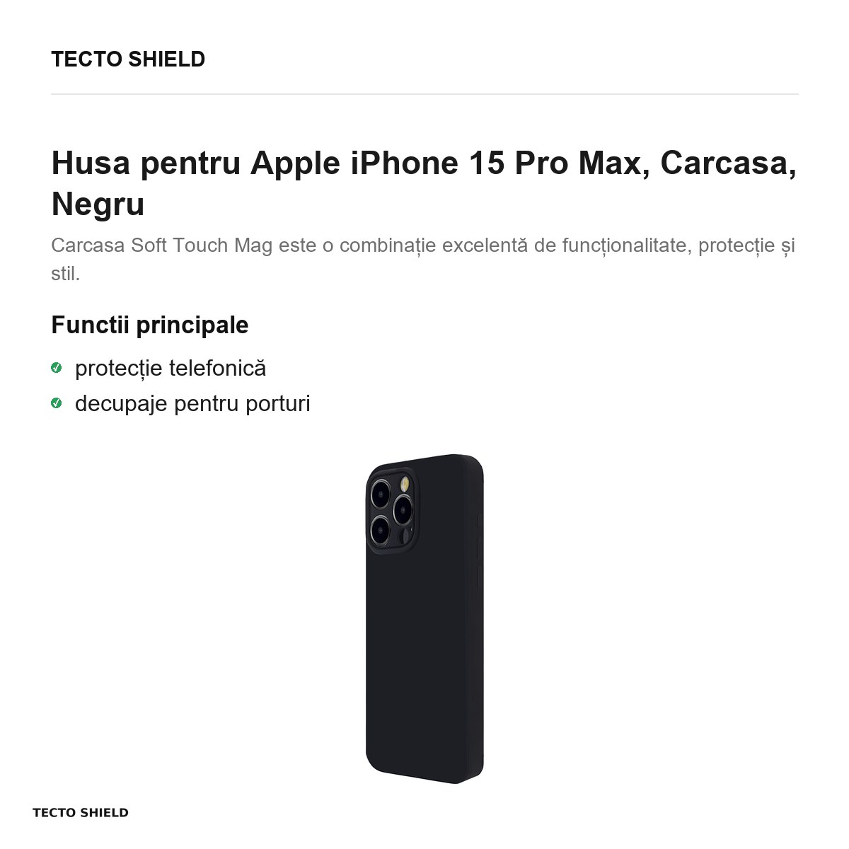 Husa Soft Touch Mag pentru Apple iPhone 15 Pro Max, Carcasa, Negru [2]