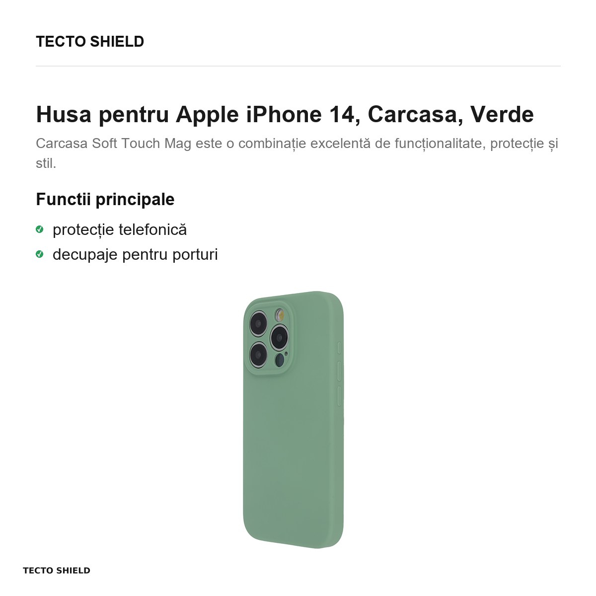 Husa Soft Touch Mag pistachio pentru Apple iPhone 14, Carcasa, Verde [2]