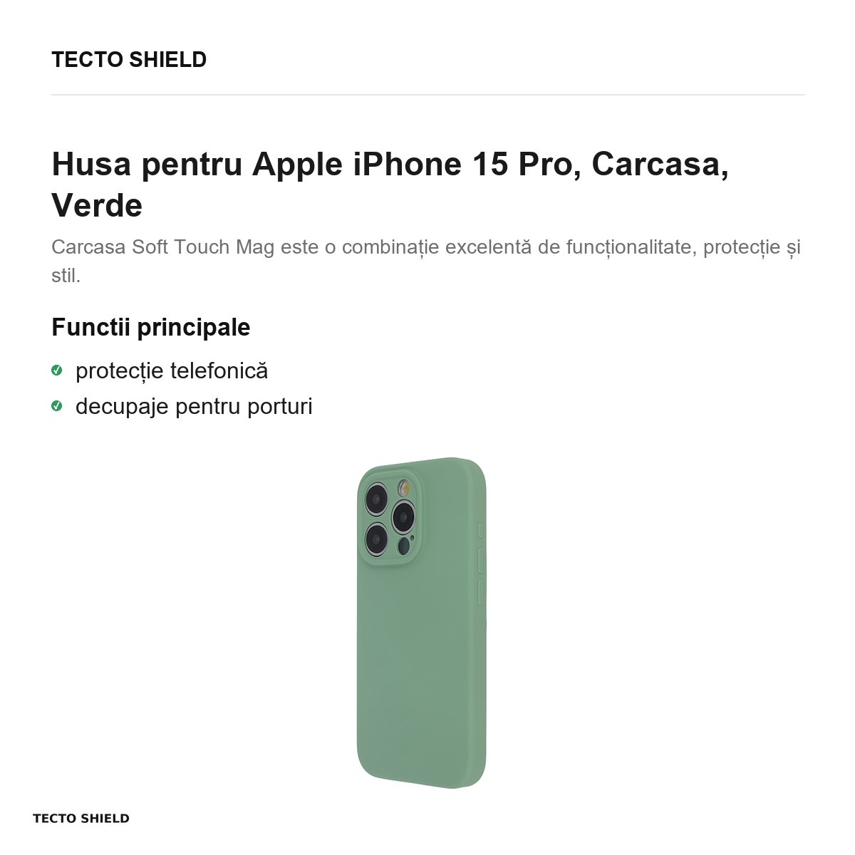 Husa Soft Touch Mag pistachio pentru Apple iPhone 15 Pro, Carcasa, Verde [2]