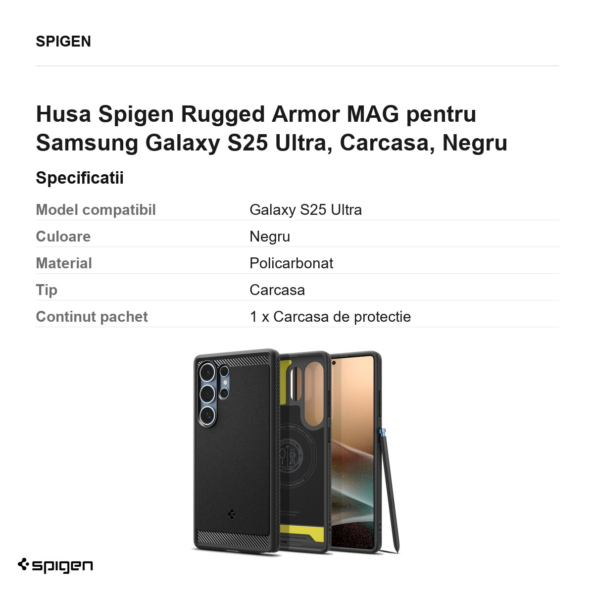 Husa Spigen Rugged Armor MAG pentru Samsung Galaxy S25 Ultra, Carcasa, Negru [3]