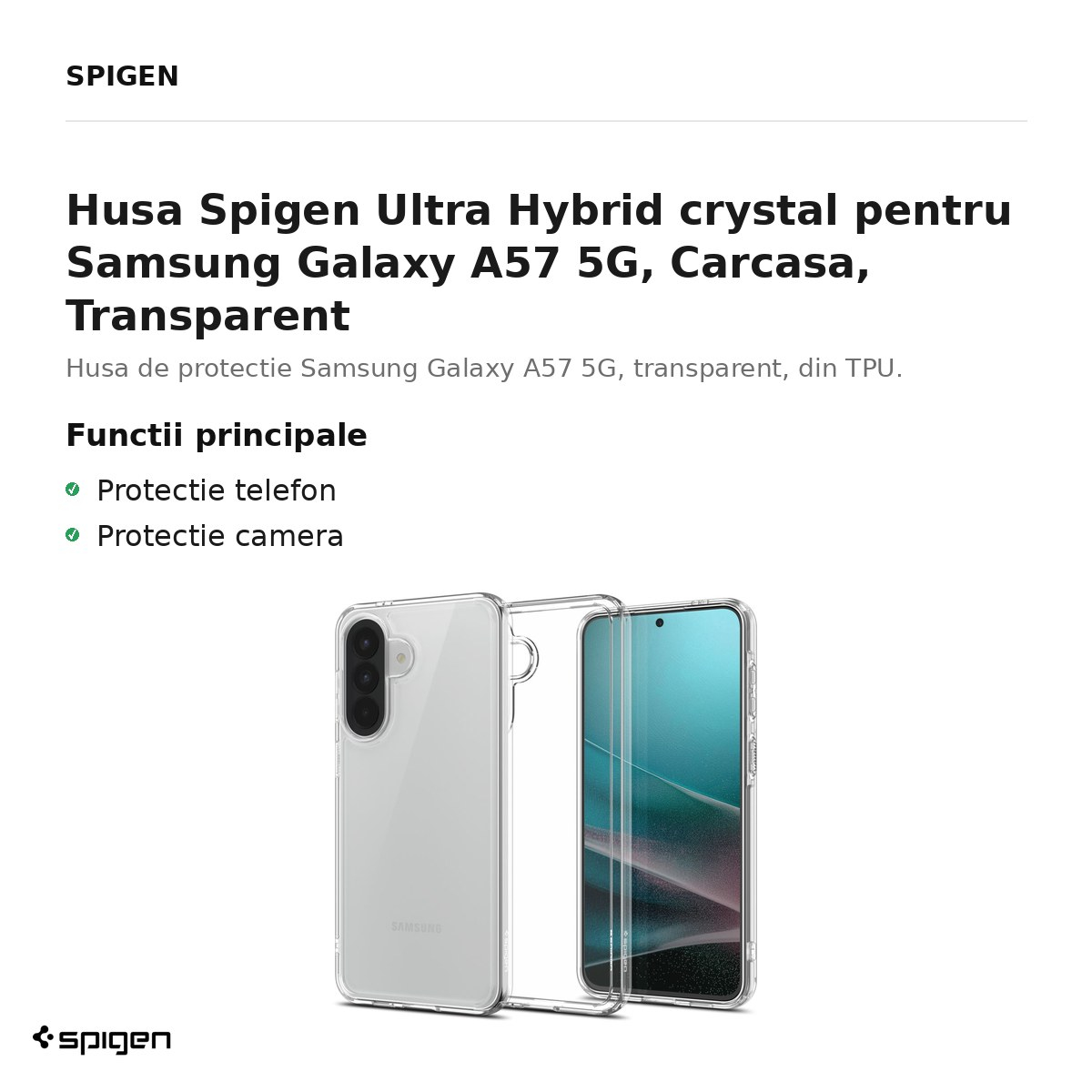 Husa Spigen Ultra Hybrid crystal pentru Samsung Galaxy A57 5G, Carcasa, Transparent [2]