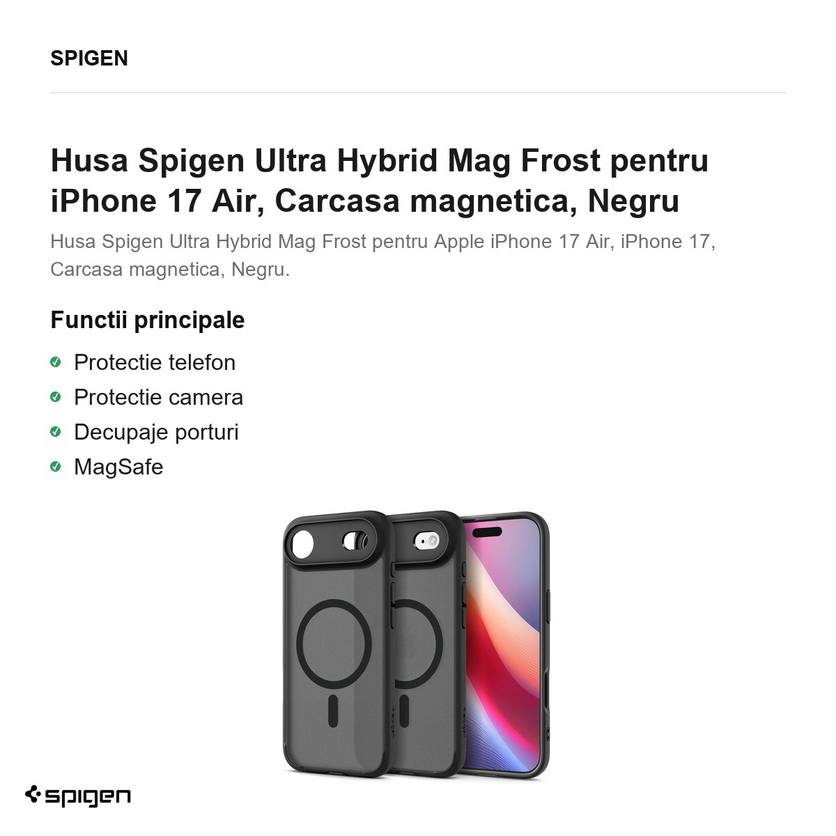 Husa Spigen Ultra Hybrid Mag Frost pentru iPhone 17 Air, Carcasa magnetica, Negru [2]