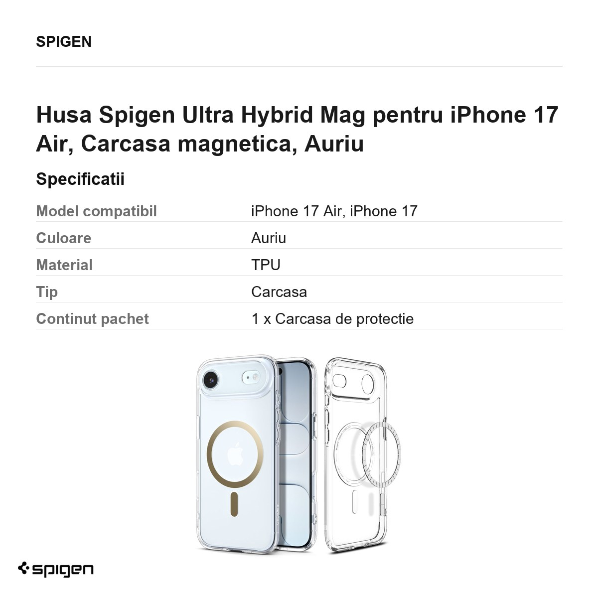 Husa Spigen Ultra Hybrid Mag pentru iPhone 17 Air, Carcasa magnetica, Auriu [3]