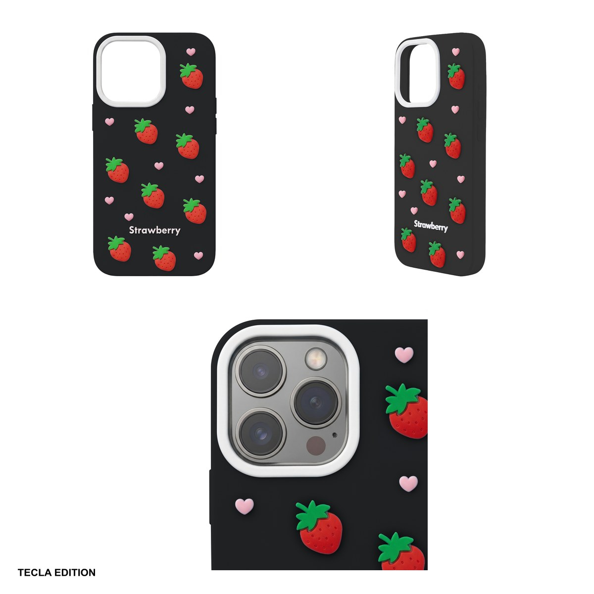 Husa Strawberry pentru Apple iPhone 12 Pro, iPhone 12, Carcasa, Negru [4]