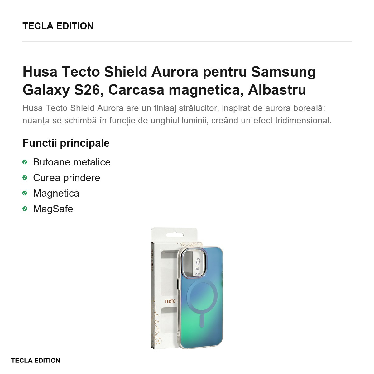 Husa Tecto Shield Aurora pentru Samsung Galaxy S26, Carcasa magnetica, Albastru [2]