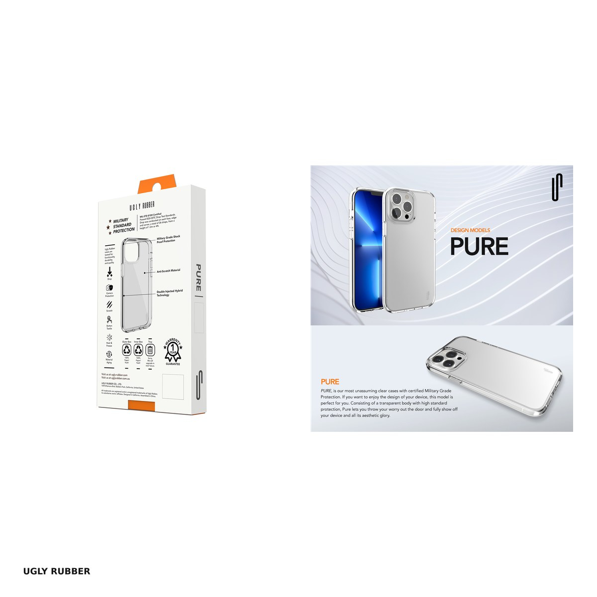 Husa Ugly Rubber Pure pentru Apple iPhone 13 Pro, Carcasa, Transparent [5]