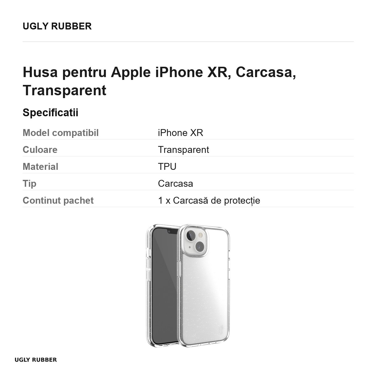 Husa Ugly Rubber Vogue pentru Apple iPhone XR, Carcasa, Transparent [3]