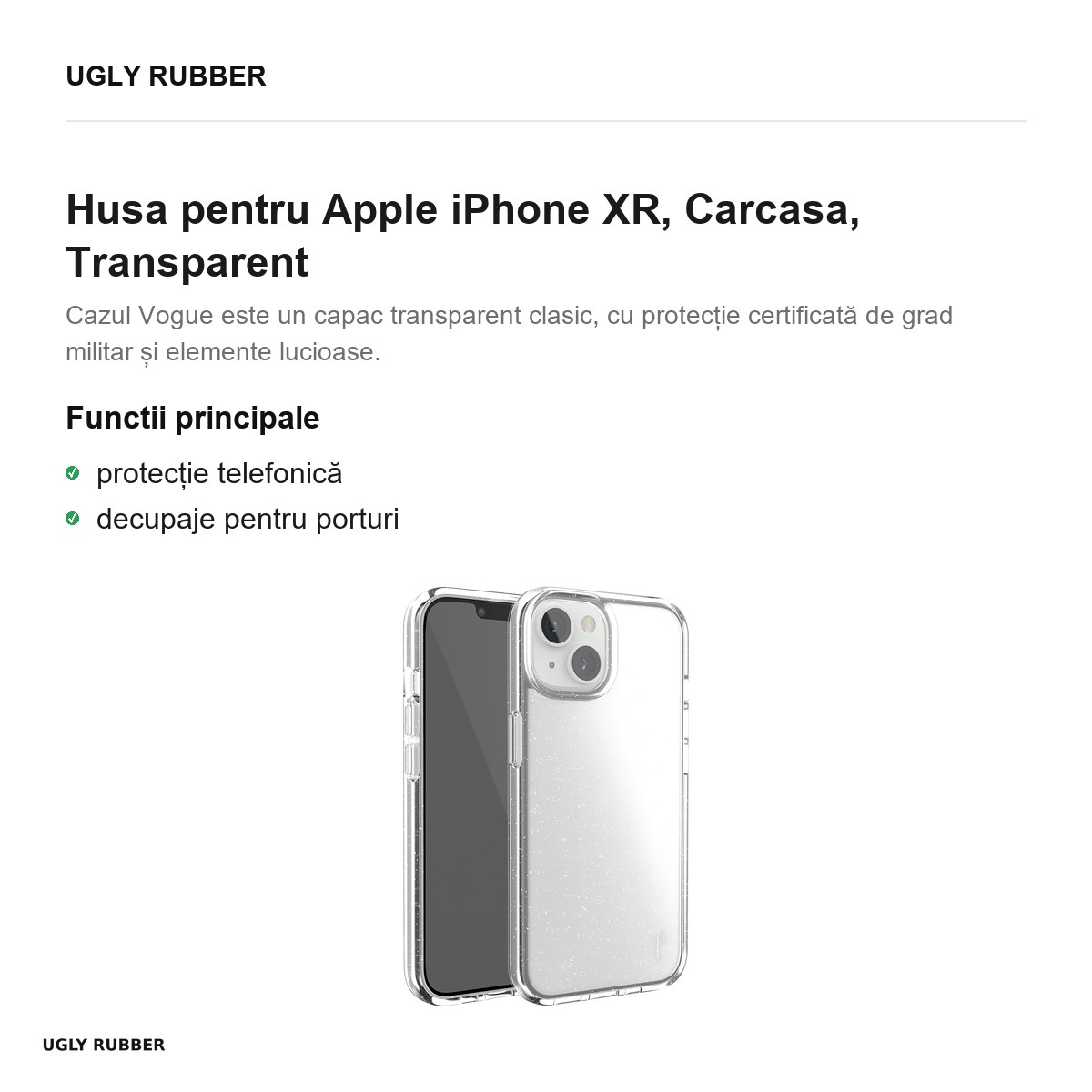 Husa Ugly Rubber Vogue pentru Apple iPhone XR, Carcasa, Transparent [2]