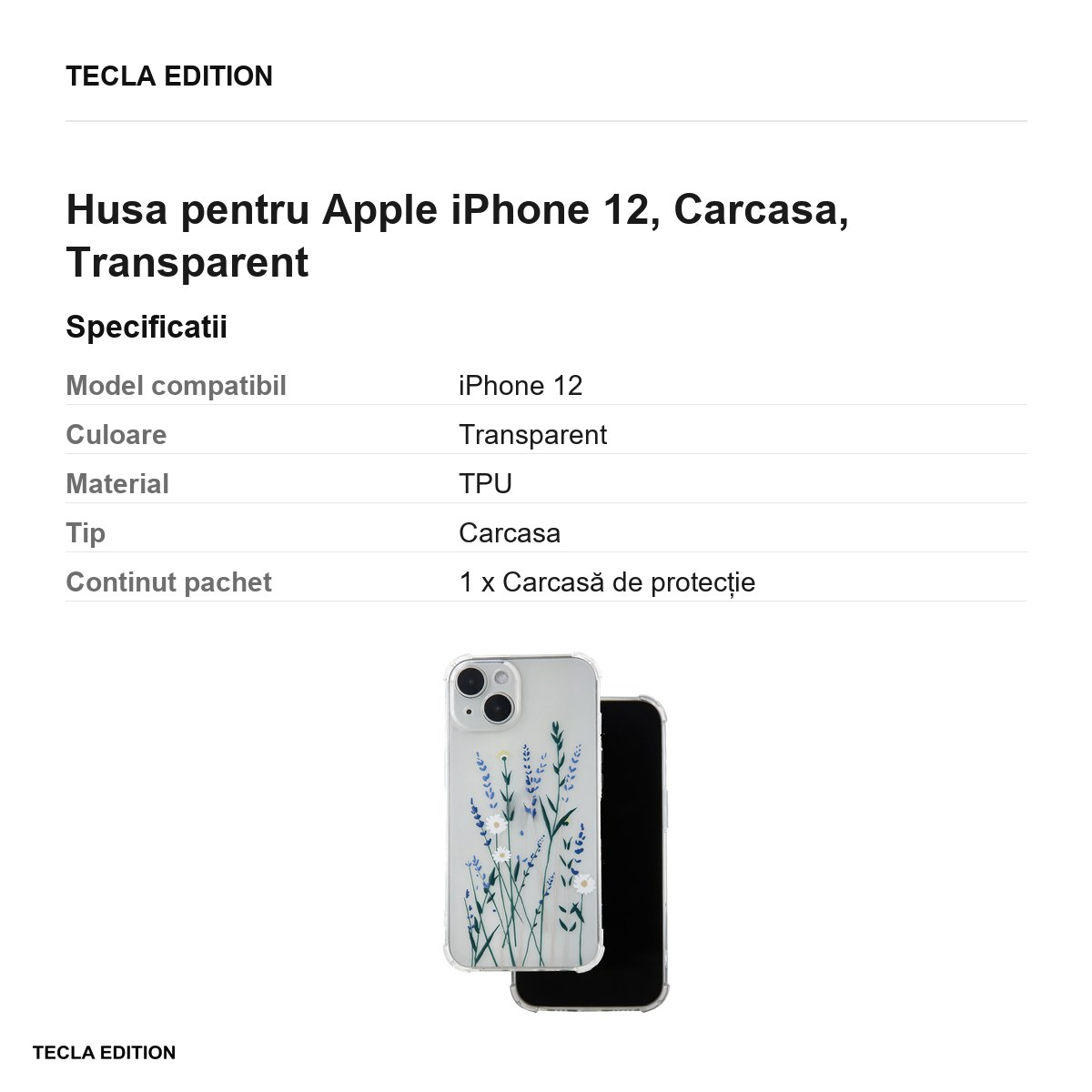 Husa Ultra Trendy Meadow 3 pentru Apple iPhone 12, Carcasa, Transparent [3]