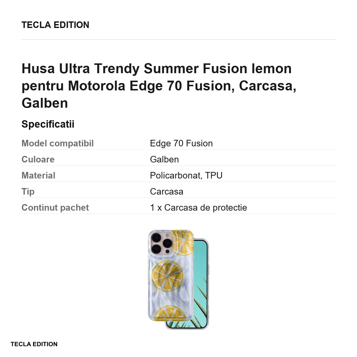 Husa Ultra Trendy Summer Fusion lemon pentru Motorola Edge 70 Fusion, Carcasa, Galben [3]