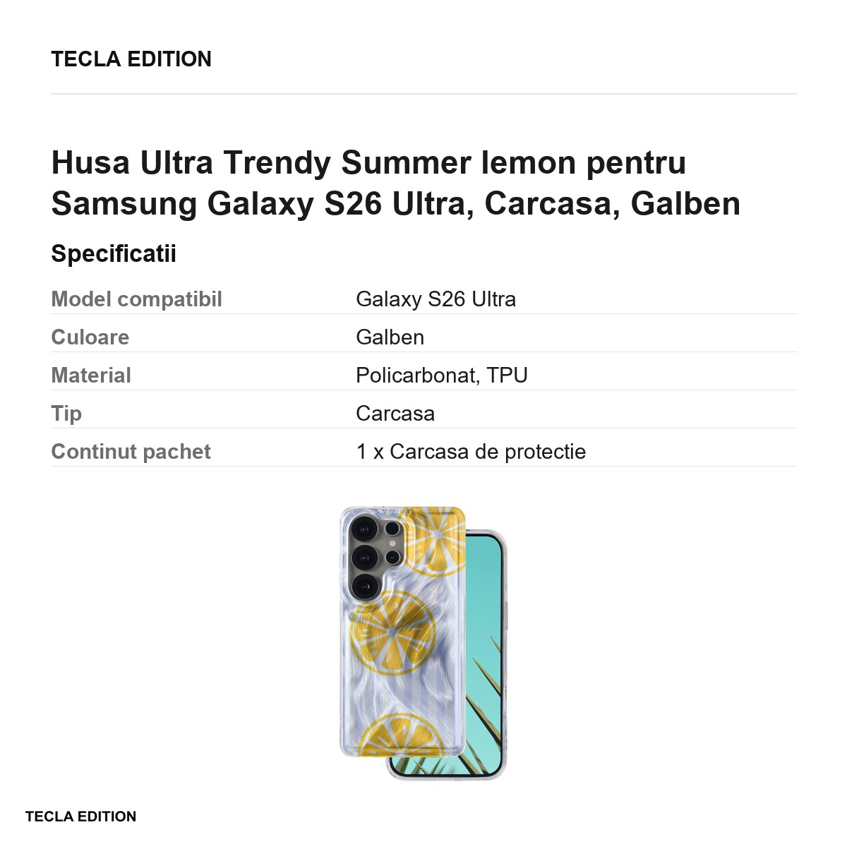 Husa Ultra Trendy Summer lemon pentru Samsung Galaxy S26 Ultra, Carcasa, Galben [3]