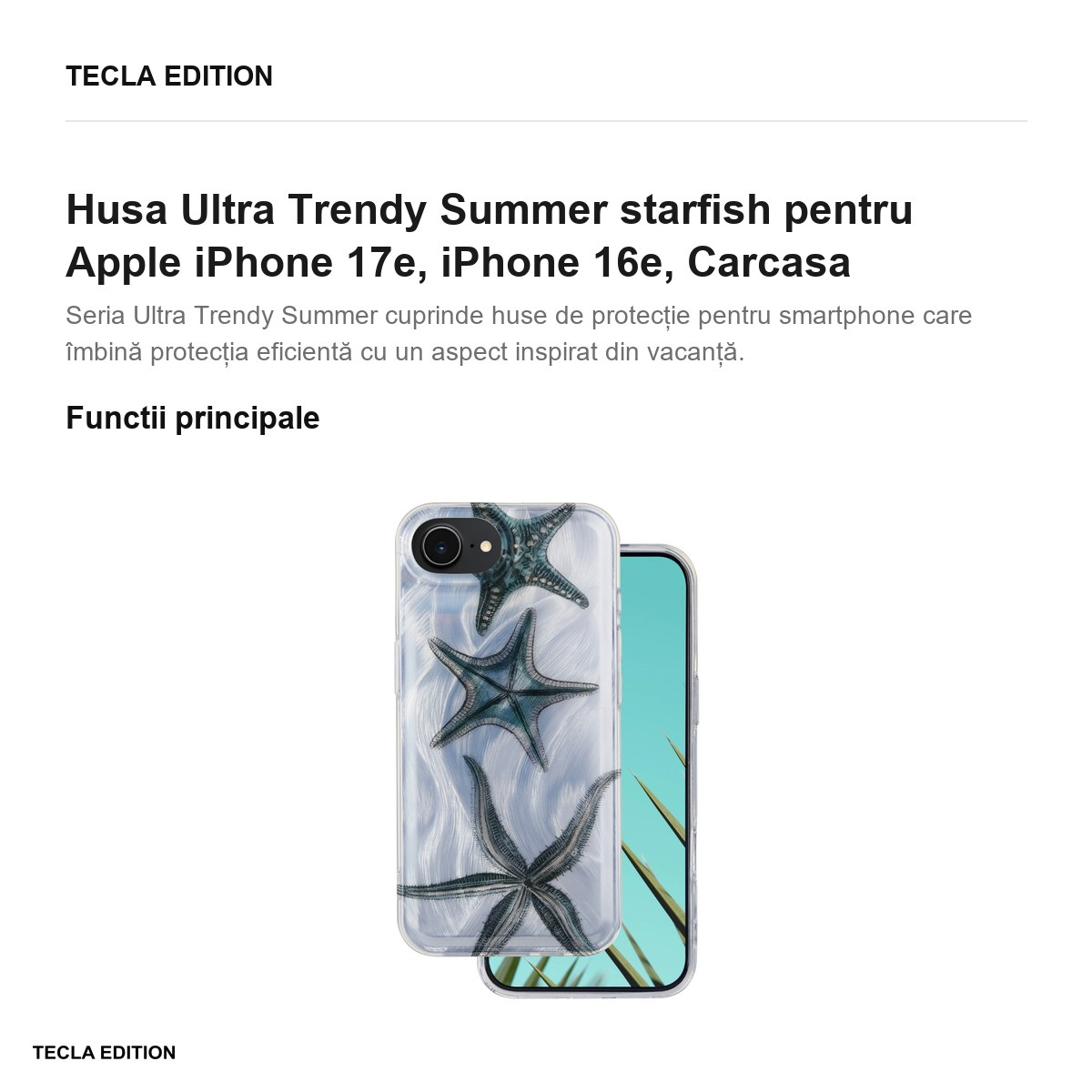 Husa Ultra Trendy Summer starfish pentru Apple iPhone 17e, iPhone 16e, Carcasa, Imprimeu [2]