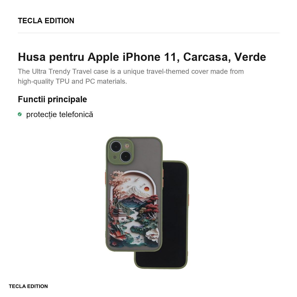 Husa Ultra Trendy Travel pentru Apple iPhone 11, Carcasa, Verde [2]