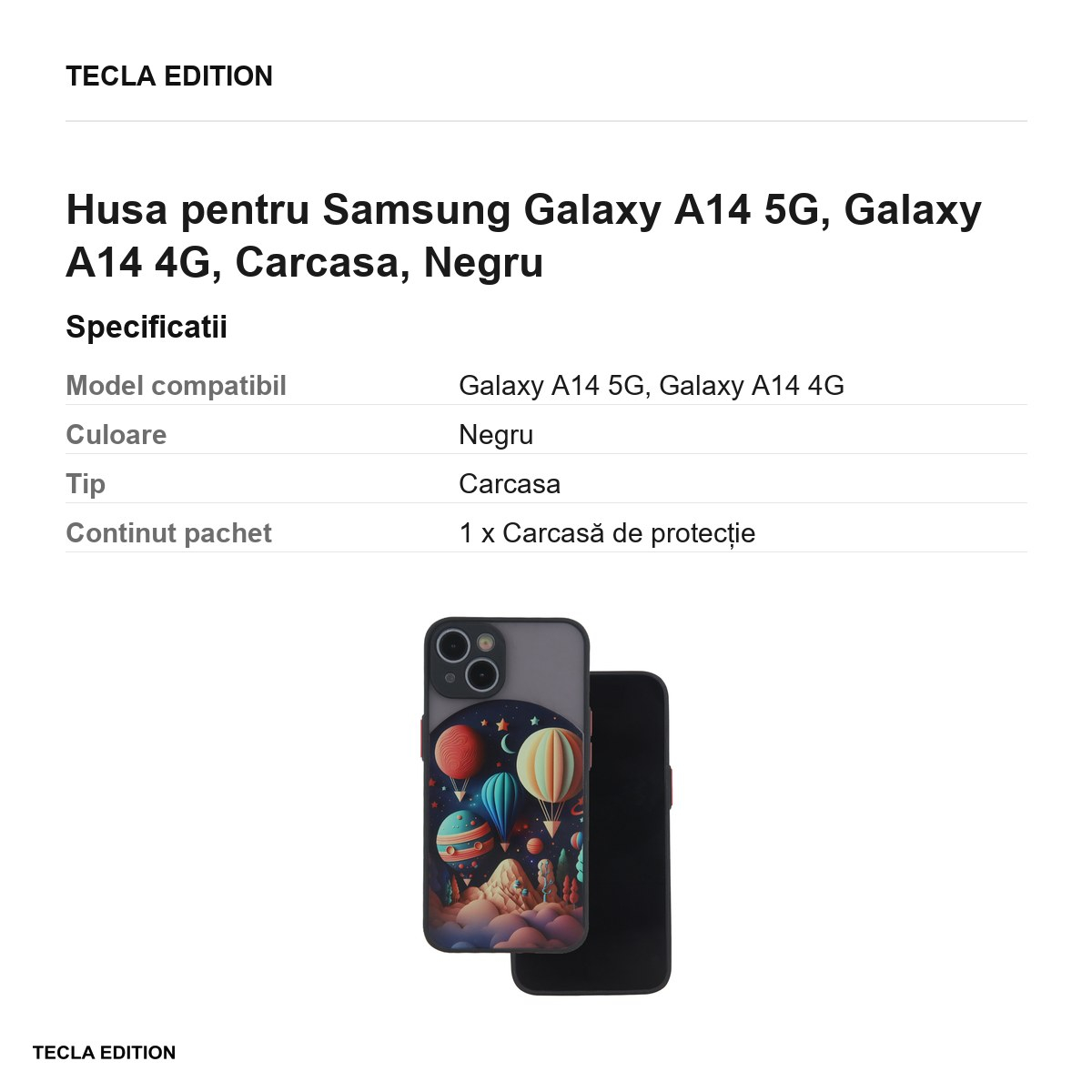 Husa Ultra Trendy Travel pentru Samsung Galaxy A14 5G, Galaxy A14 4G, Carcasa, Negru [3]