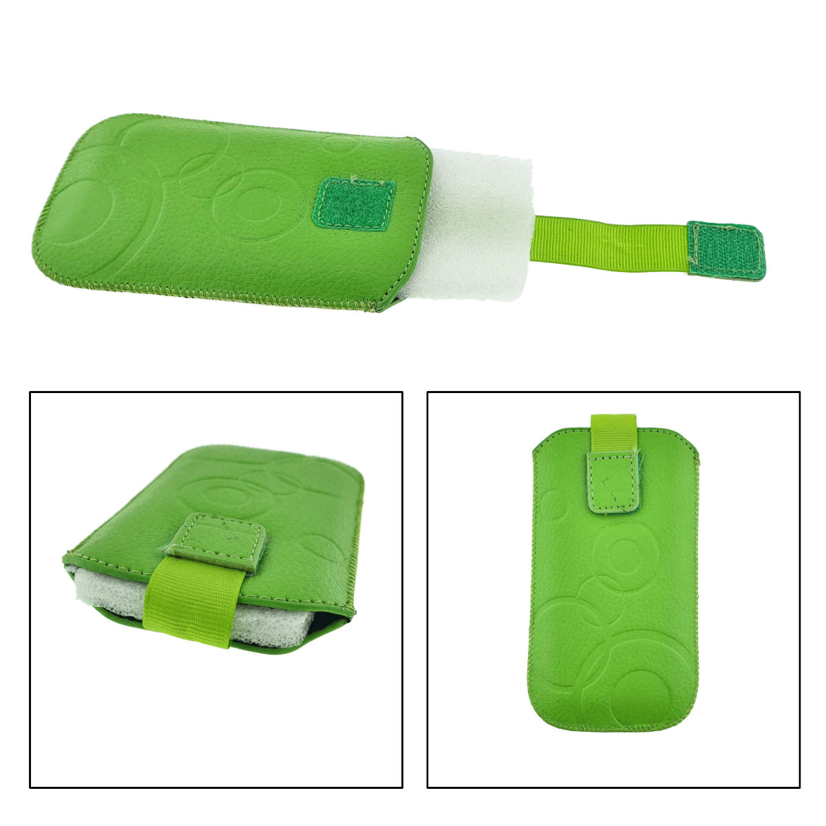 Husa universala tip saculet, din piele ecologica, Esperanza 90662, dimensiune M, 125 x 75 x 15mm, verde [3]