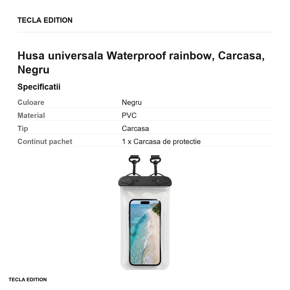 Husa universala Waterproof rainbow, Carcasa, Negru [3]