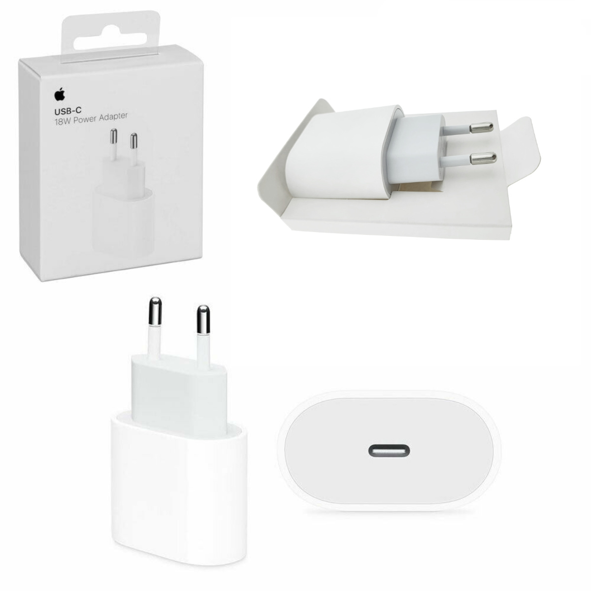 Incarcator 18W cu port USB-C, pentru Apple, A1692, priza retea EU, in blister, alb, 2347 [4]
