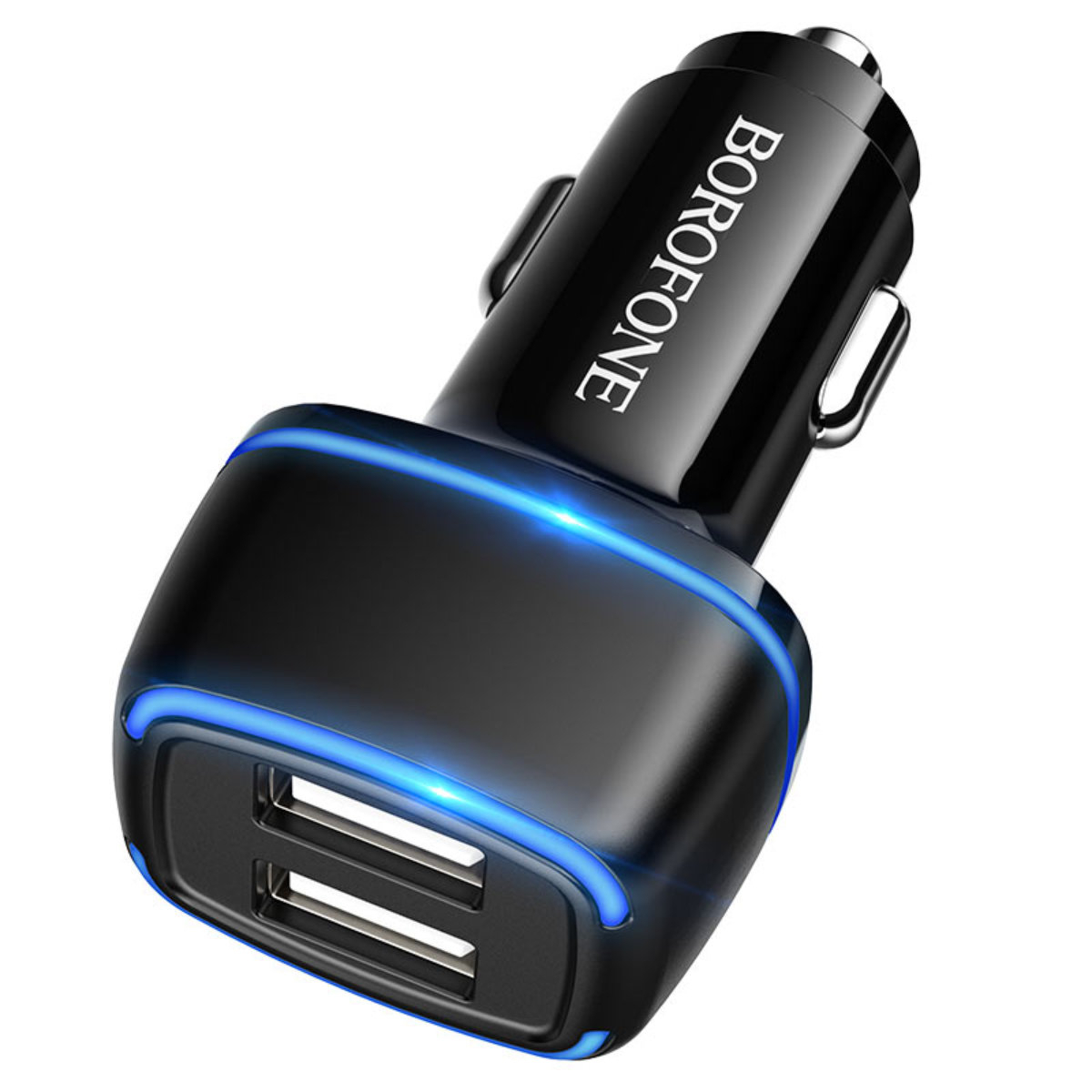 Incarcator auto dual USB, Borofone BZ14, DC 12-24V, 5V 2.4 A, cu iluminare LED ambientala, negru [8]