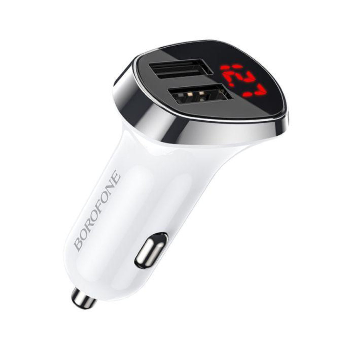 Incarcator auto dual USB, Borofone BZ15, cu afisaj LED, DC 12-24V, 5V 2.4 A, alb [10]