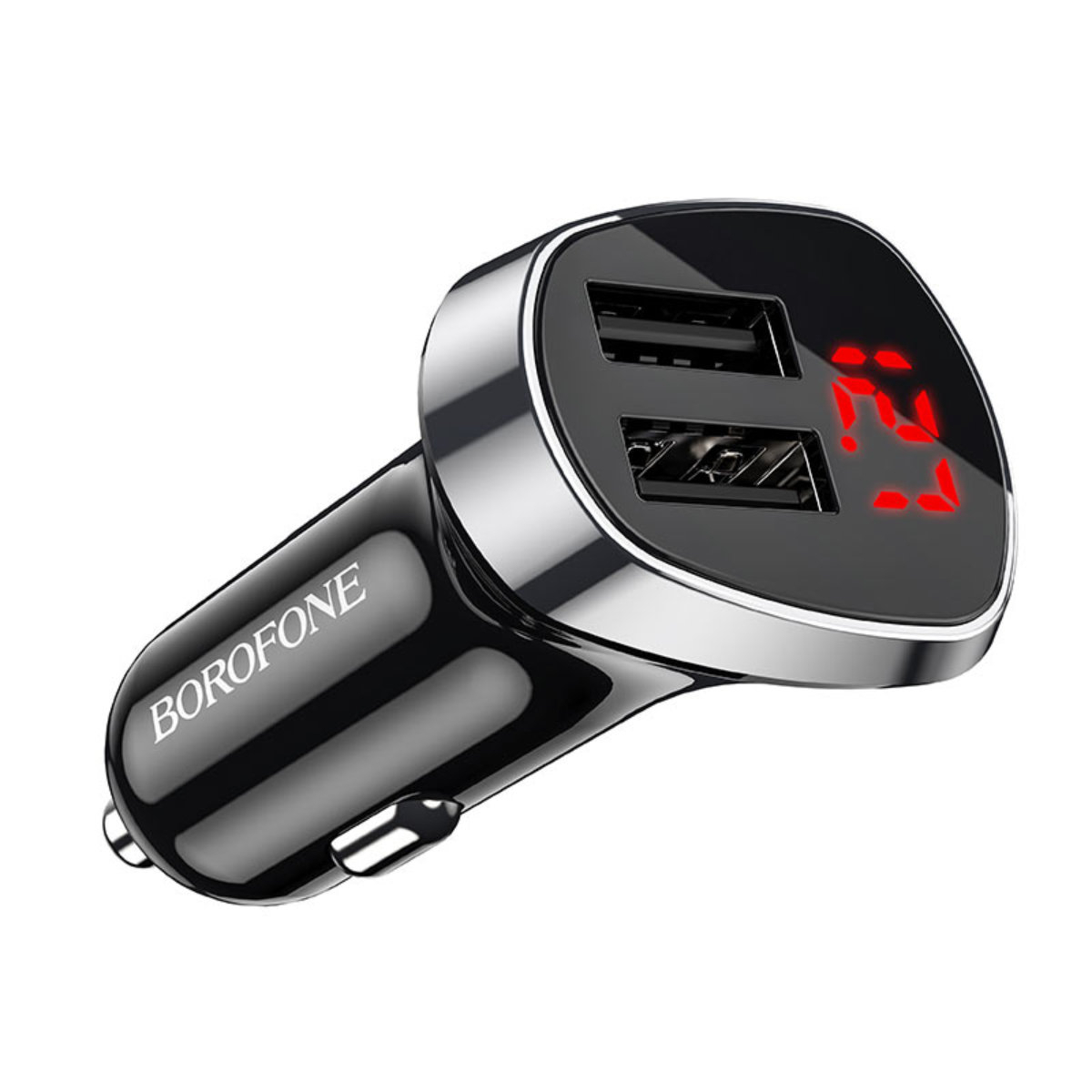 Incarcator auto dual USB, Borofone BZ15, cu afisaj LED, DC 12-24V, 5V 2.4 A, negru [8]