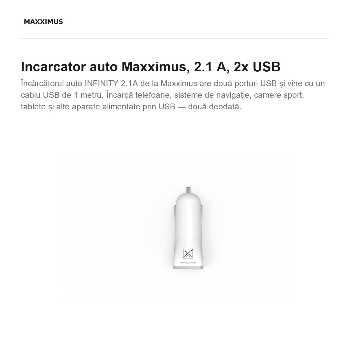 Incarcator auto Maxximus, 2.1 A, 2x USB [2]